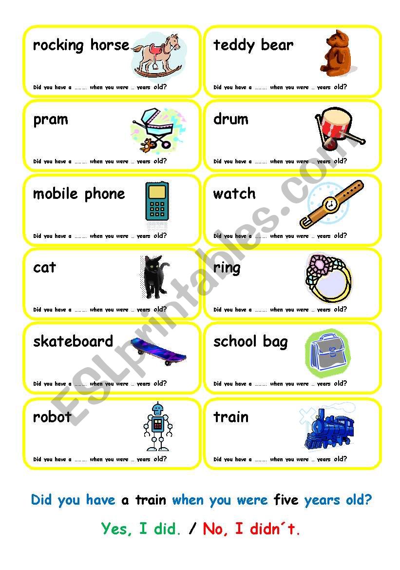 SPEAKING CARDS - PAST SIMPLE worksheet