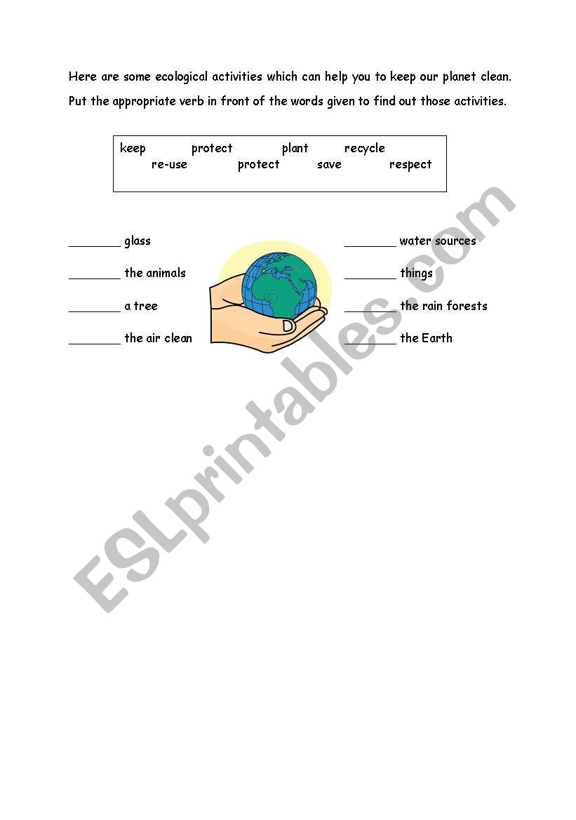 Earth Day activities worksheet