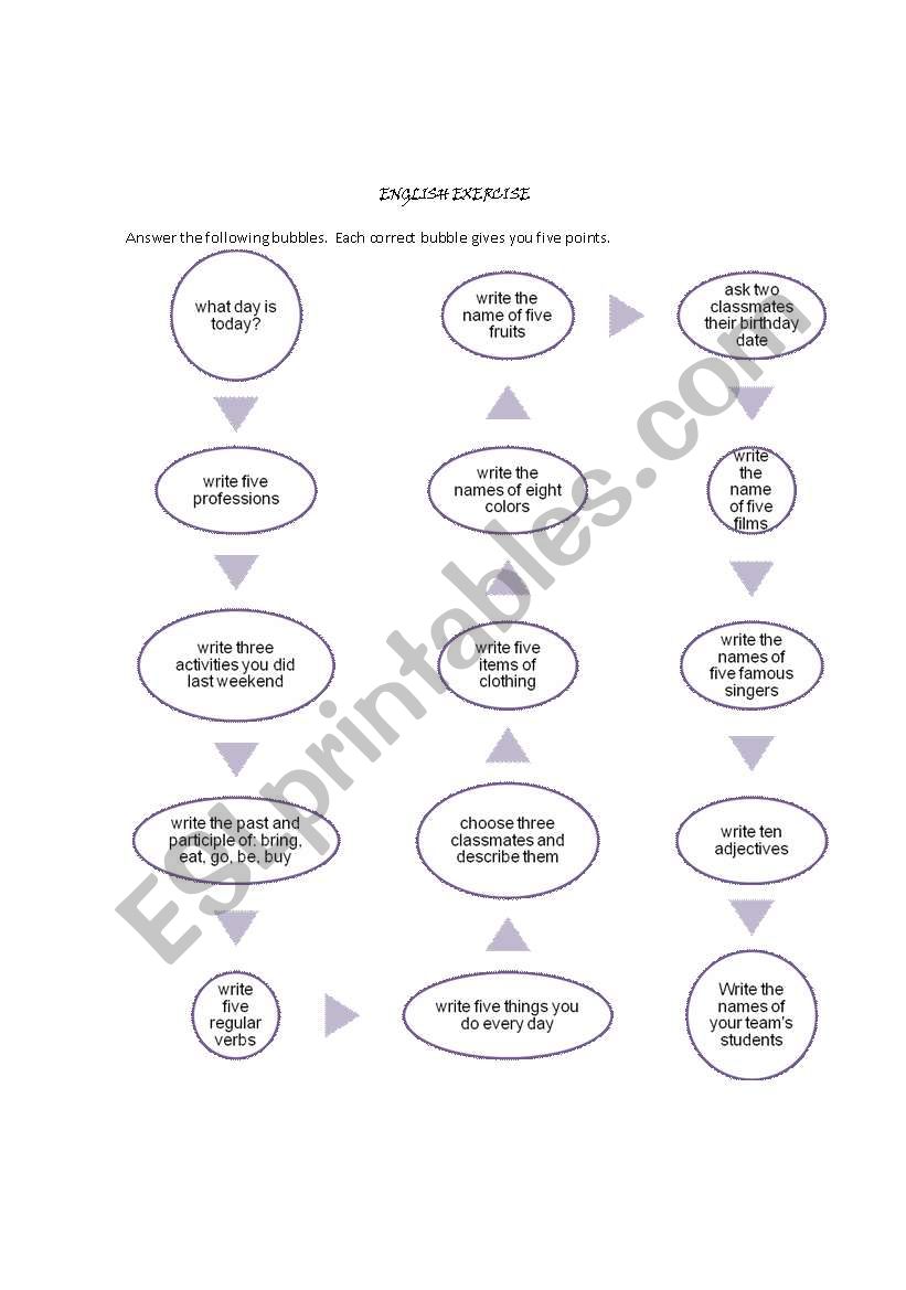 bubbles worksheet