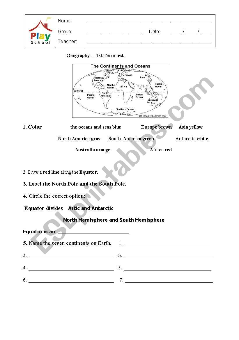 english worksheets grade 2 first geography test