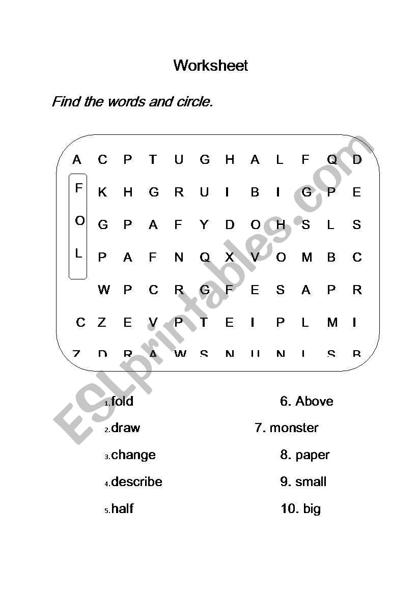 Vocabulary worksheet