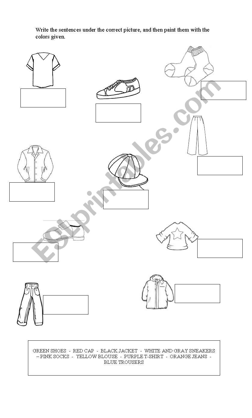 Clothes worksheet