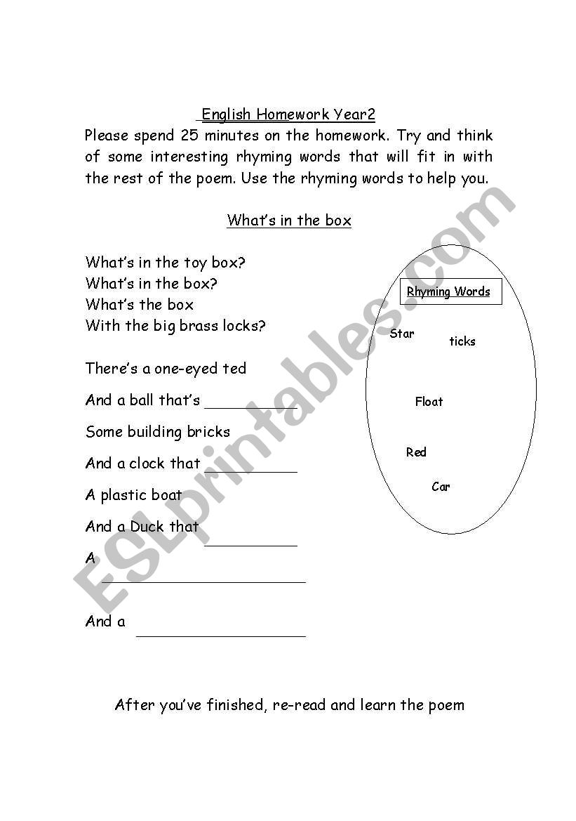 rhyming patterns worksheet