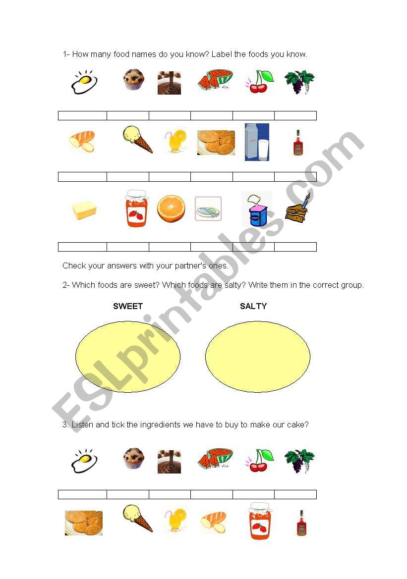 about food worksheet