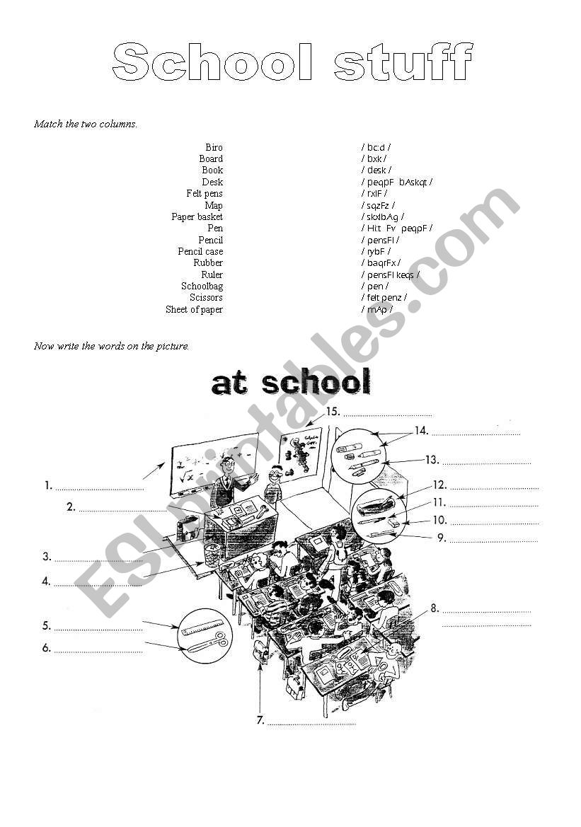 School stuff worksheet