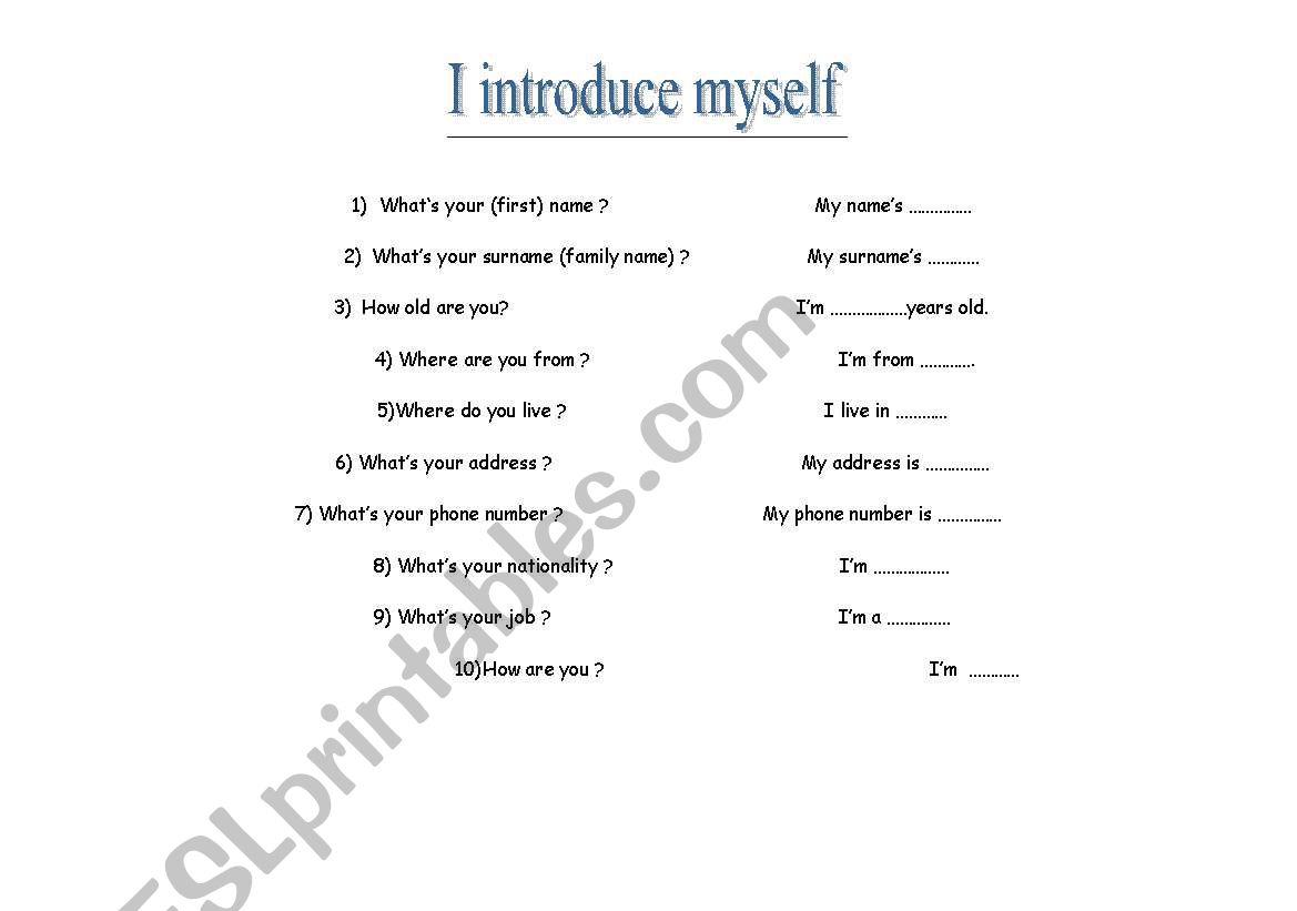 INTERVIEW worksheet