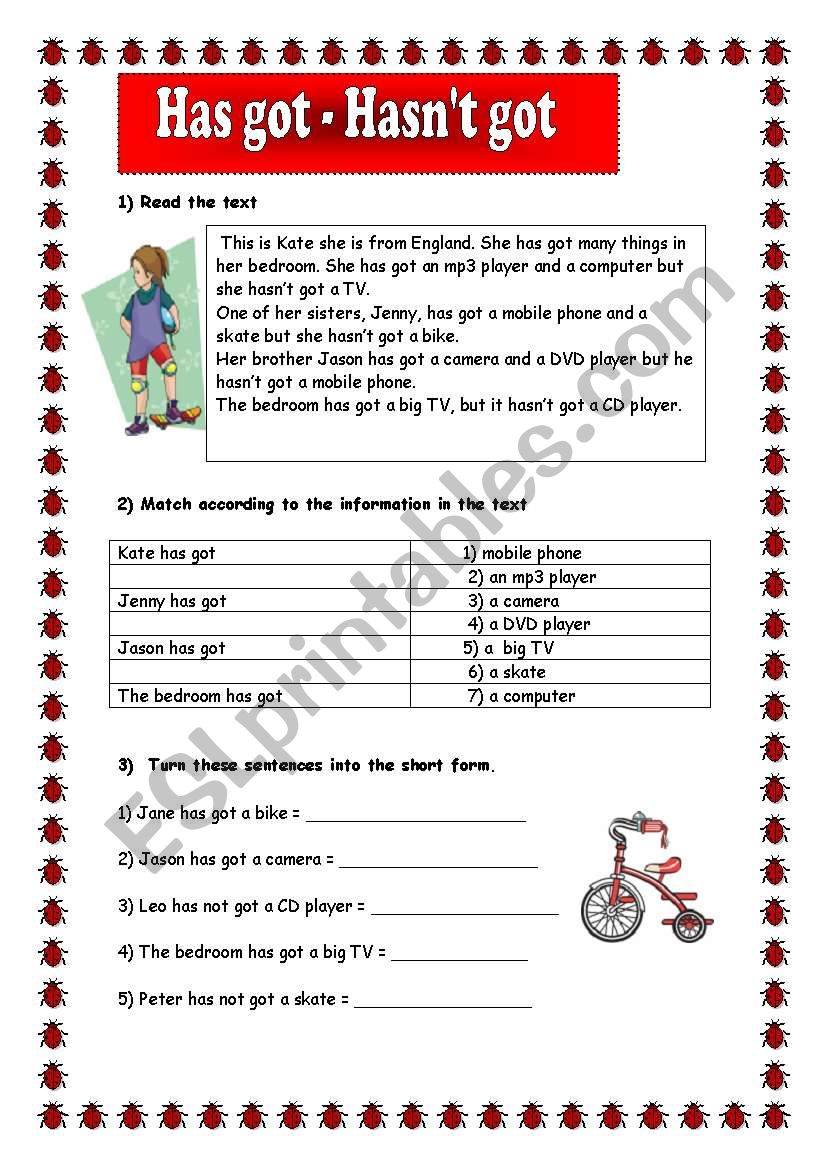 Has Got - Hasn´t Got - ESL Worksheet By Ml_22