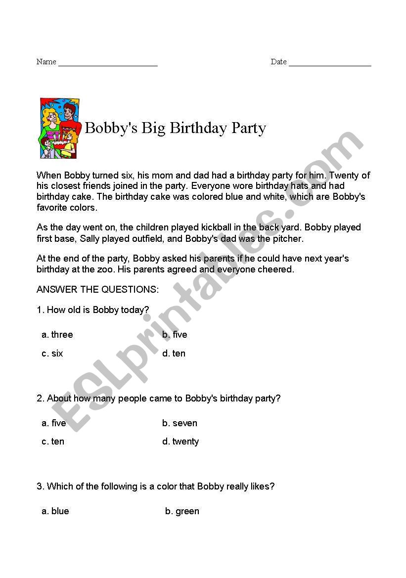 birthday worksheet