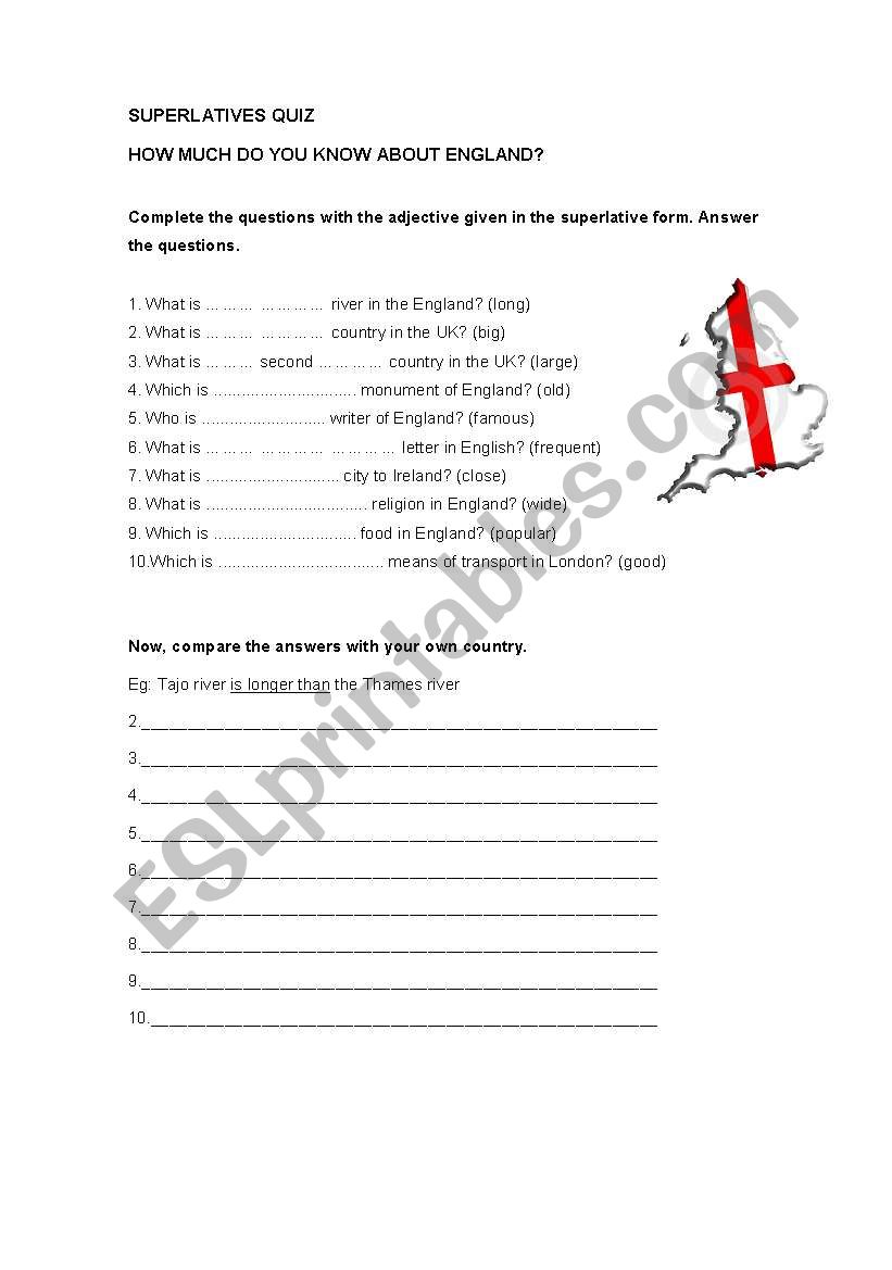 superlatives quiz worksheet