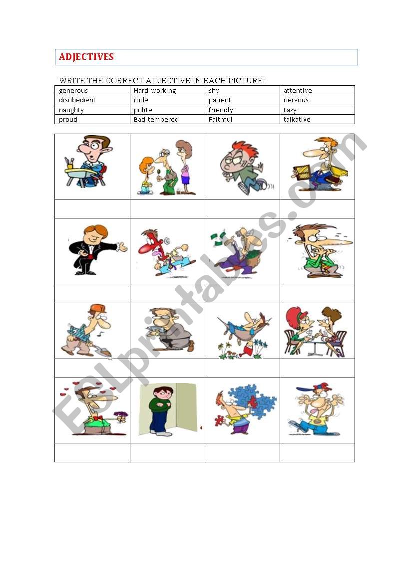 ADJECTIVES worksheet