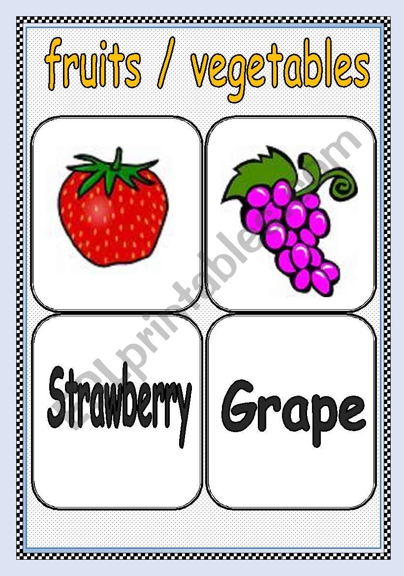 FRUITS / VEGETABLES FLASHCARD or POSTER ( Part : 1 ) | TWO PAGES |