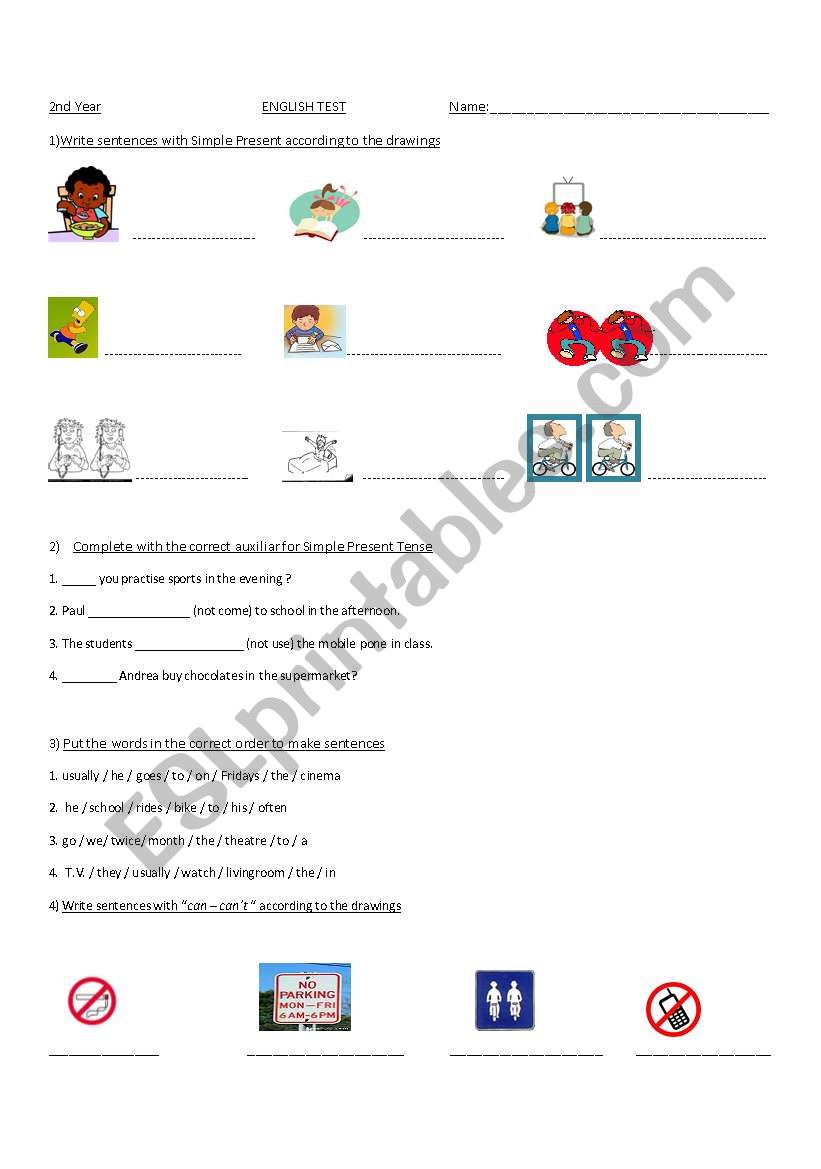 Simple Present and Can worksheet