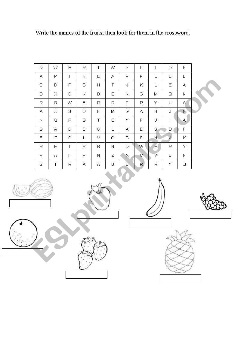 Fruits worksheet