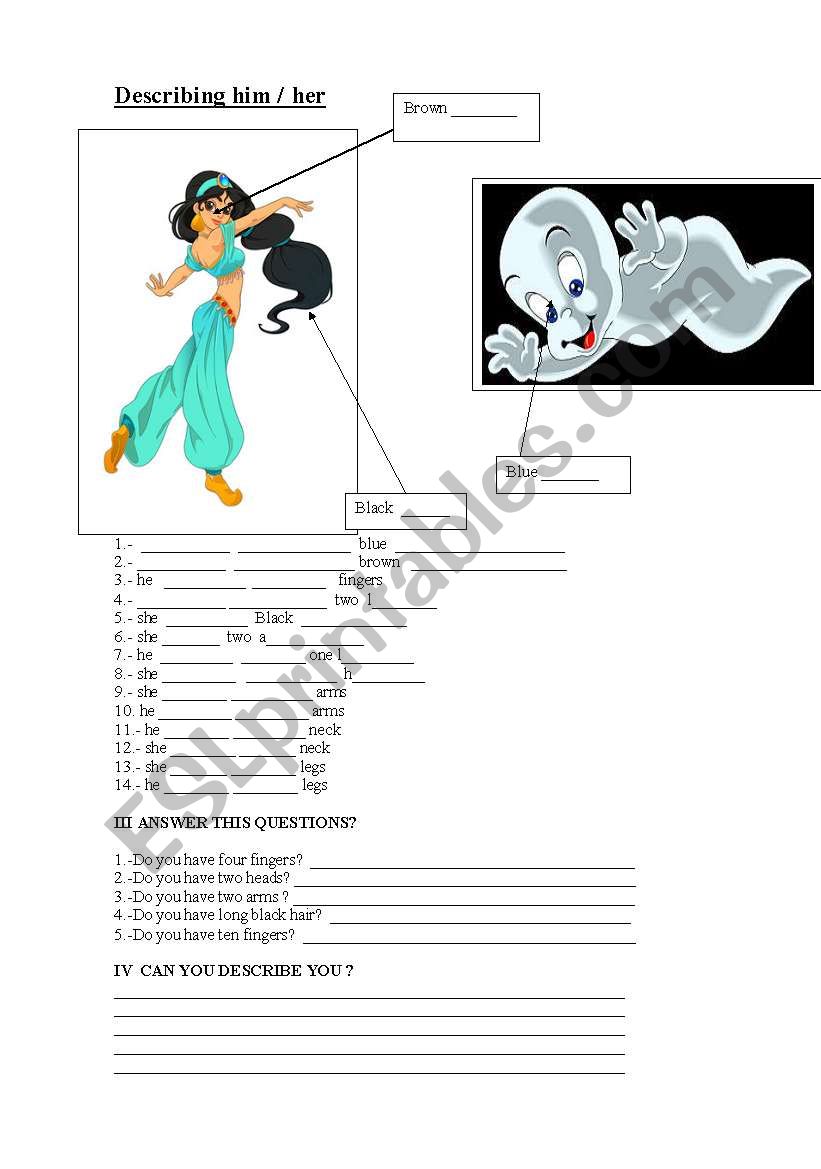 DESCRIBING PEOPLE worksheet