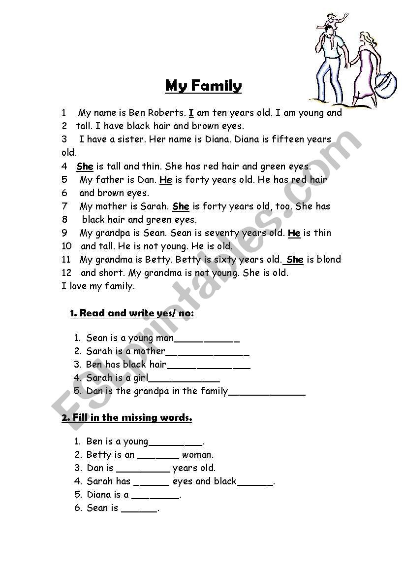 My Family worksheet