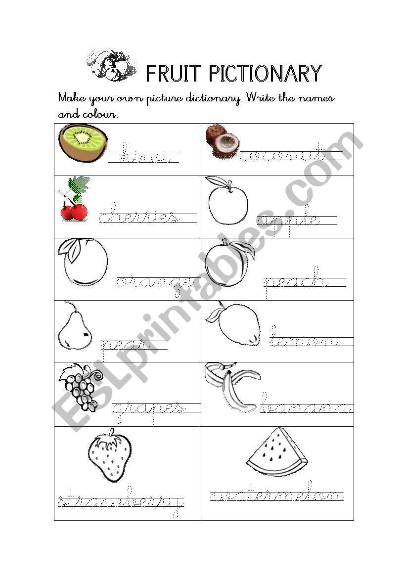 Fruit Pictionay worksheet