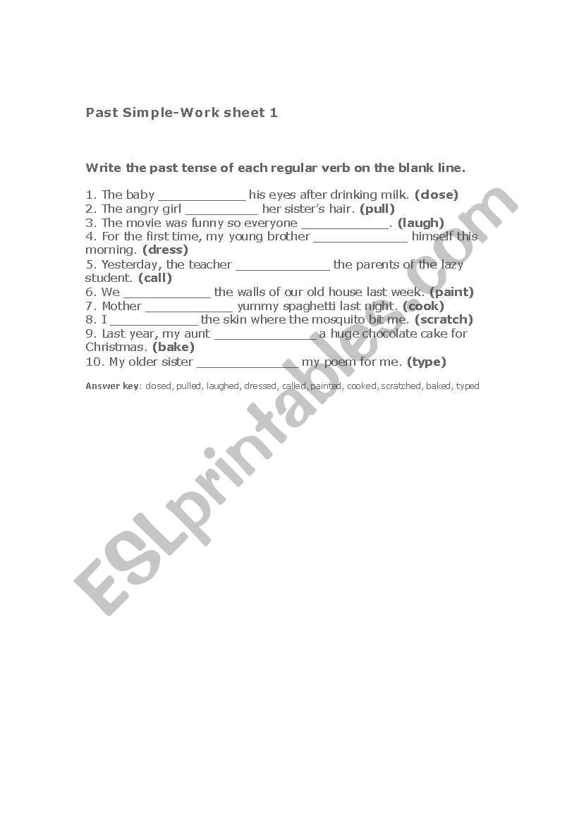 past simple  worksheet