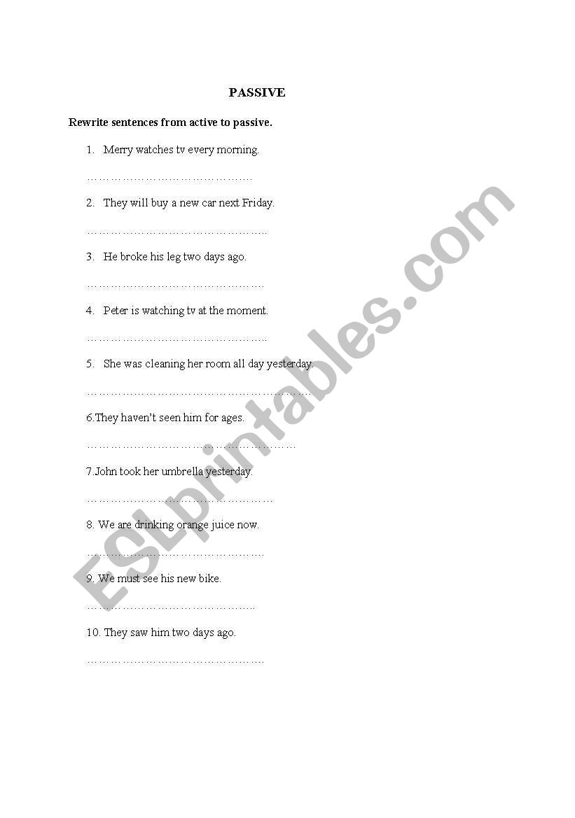 Passive voice worksheet