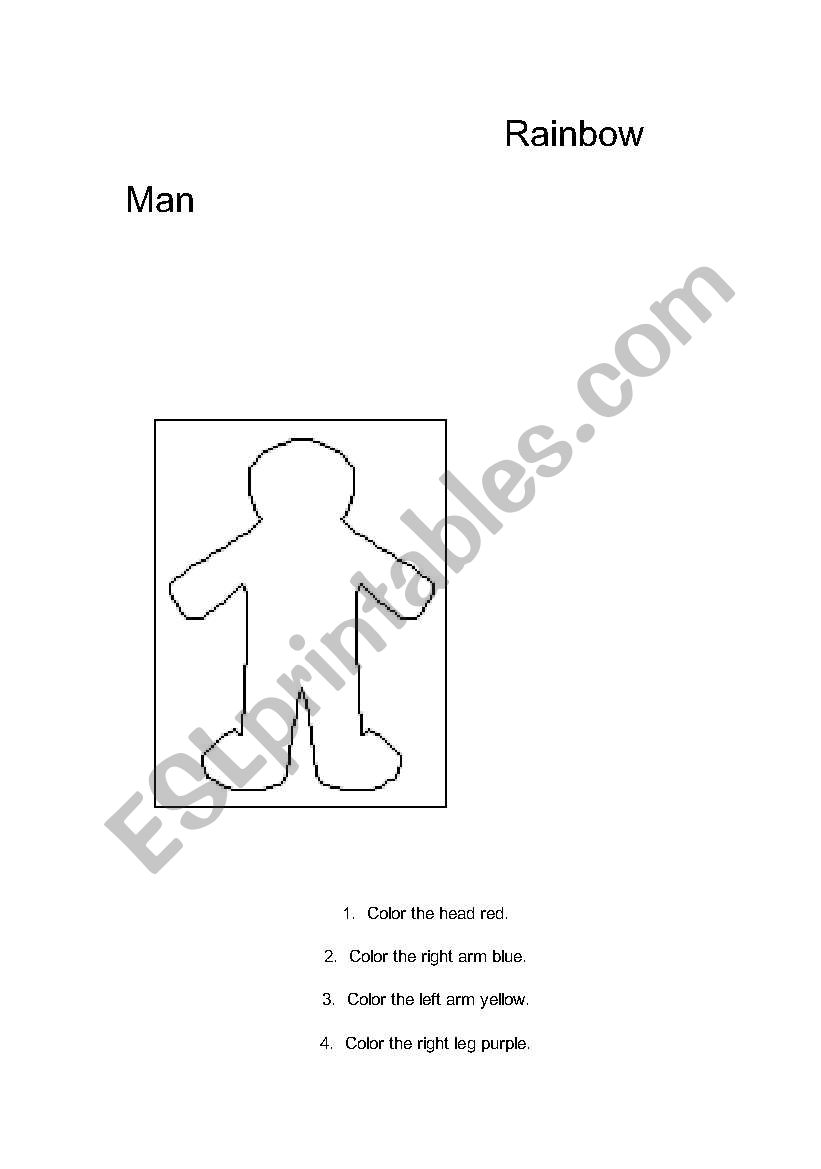 Rainbow Man Coloring Page (body parts and colors)