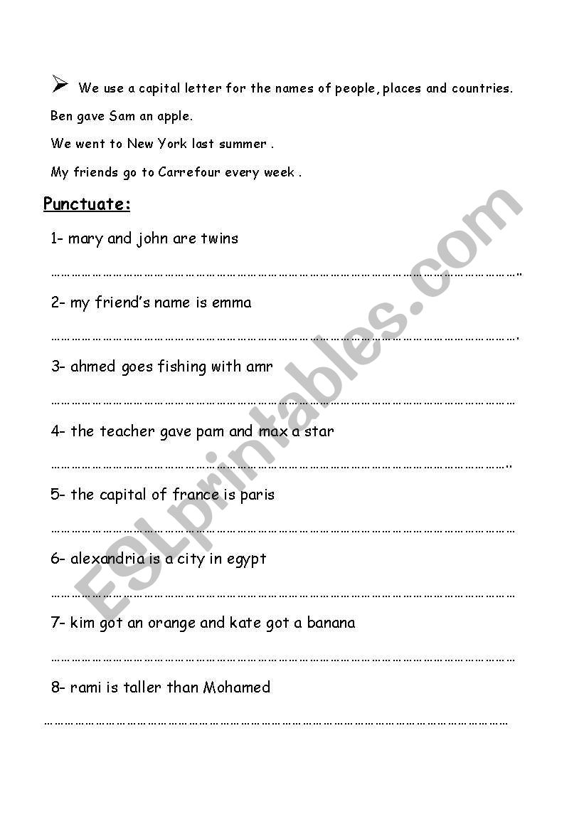 punctuation 4 worksheet