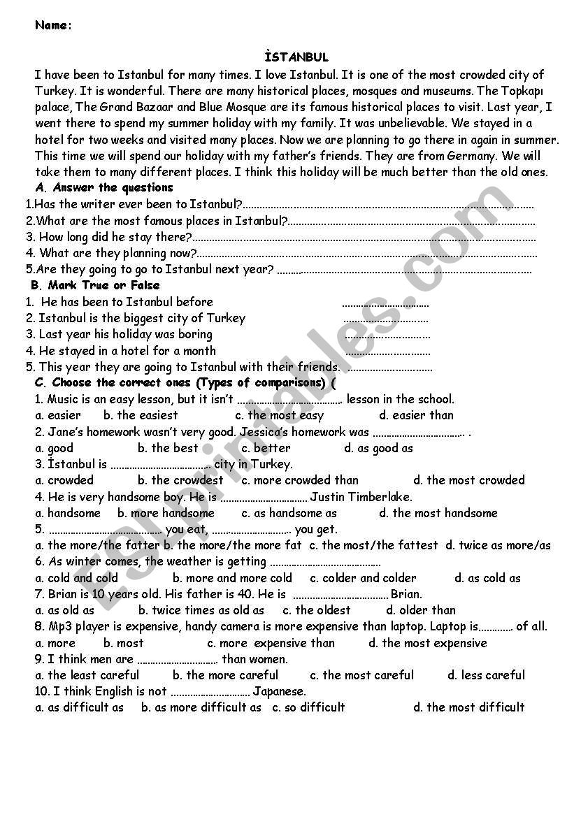 an exam on mixed grammar worksheet