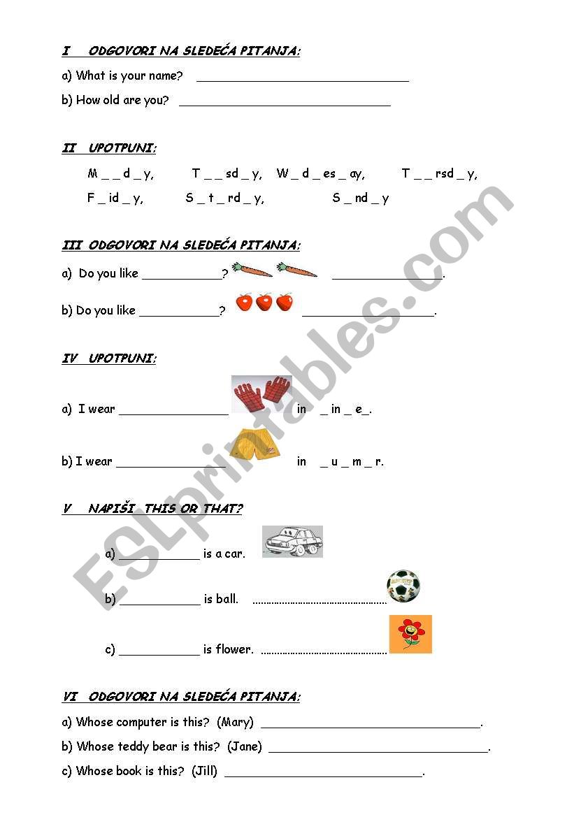 Food, seasons, possessives for the age of 8