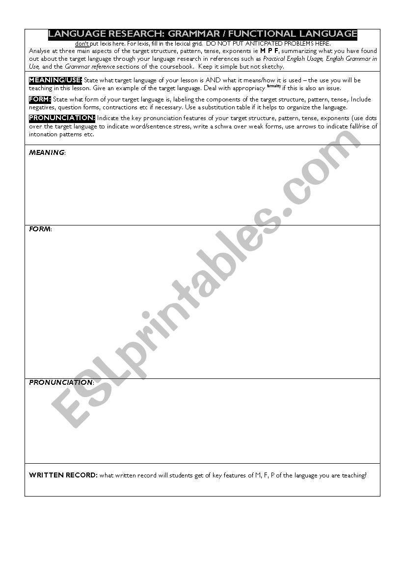 lesson plan form worksheet