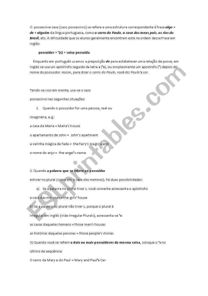 Genitive Case worksheet