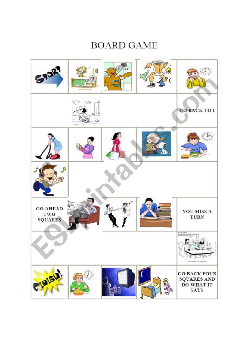 board game through pictures worksheet