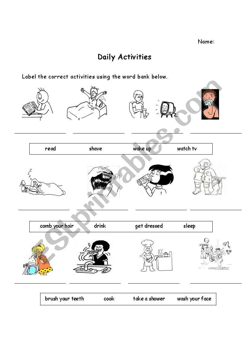 Daily Activities worksheet