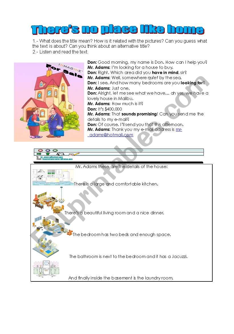 No place like home! worksheet