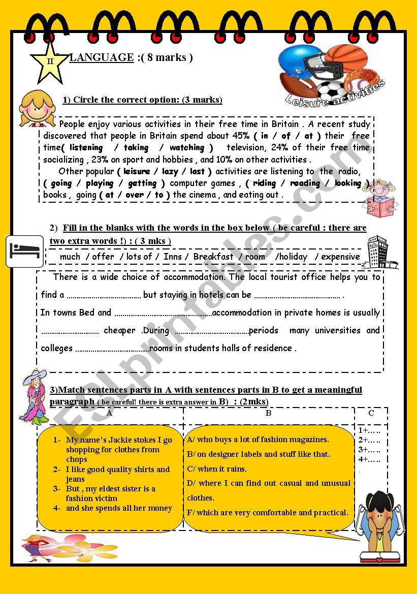 FULL TERM TEST N° 2 FOR 8TH BASIC EDUCATION ( part 2 ) - ESL worksheet ...