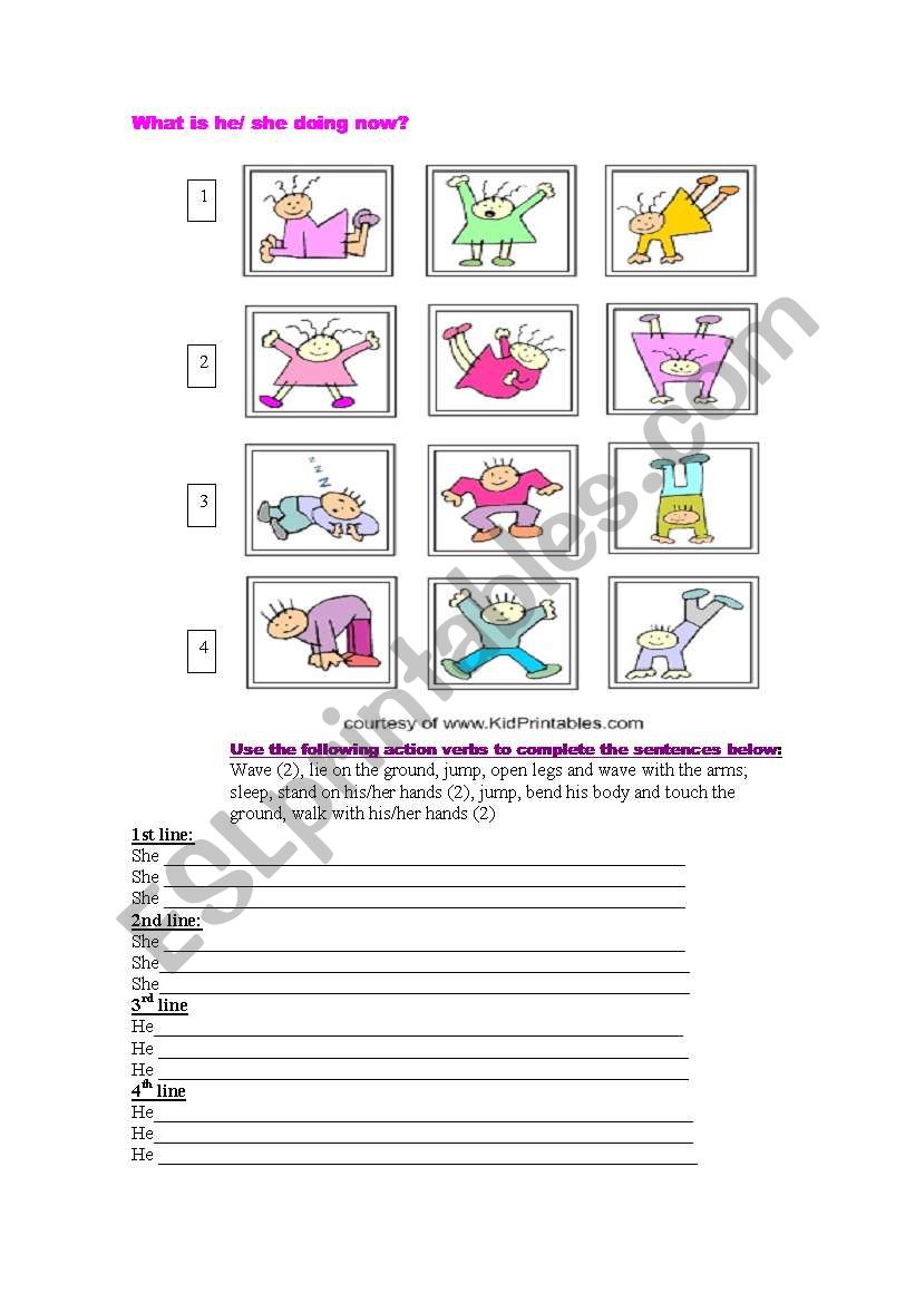 Whats he/she doing now? worksheet