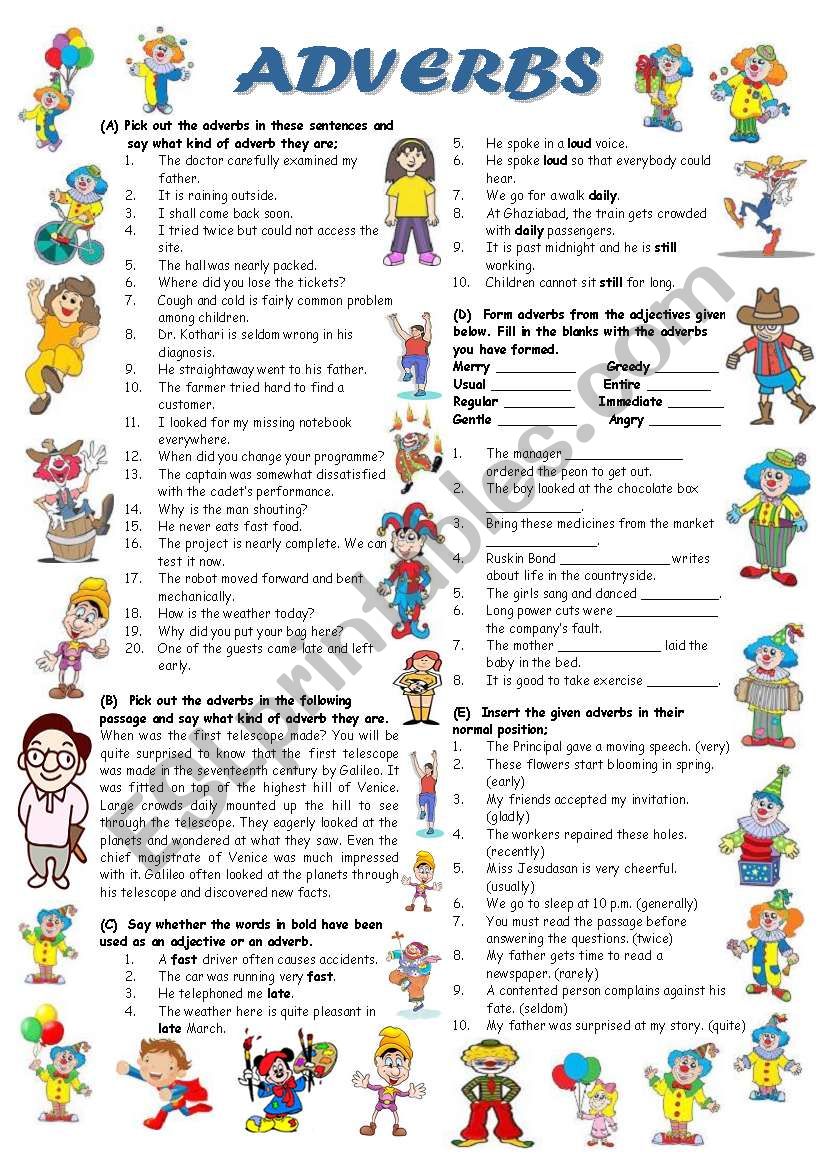 ADVERBS PRACTICE Editable With Key ESL Worksheet By Vikral