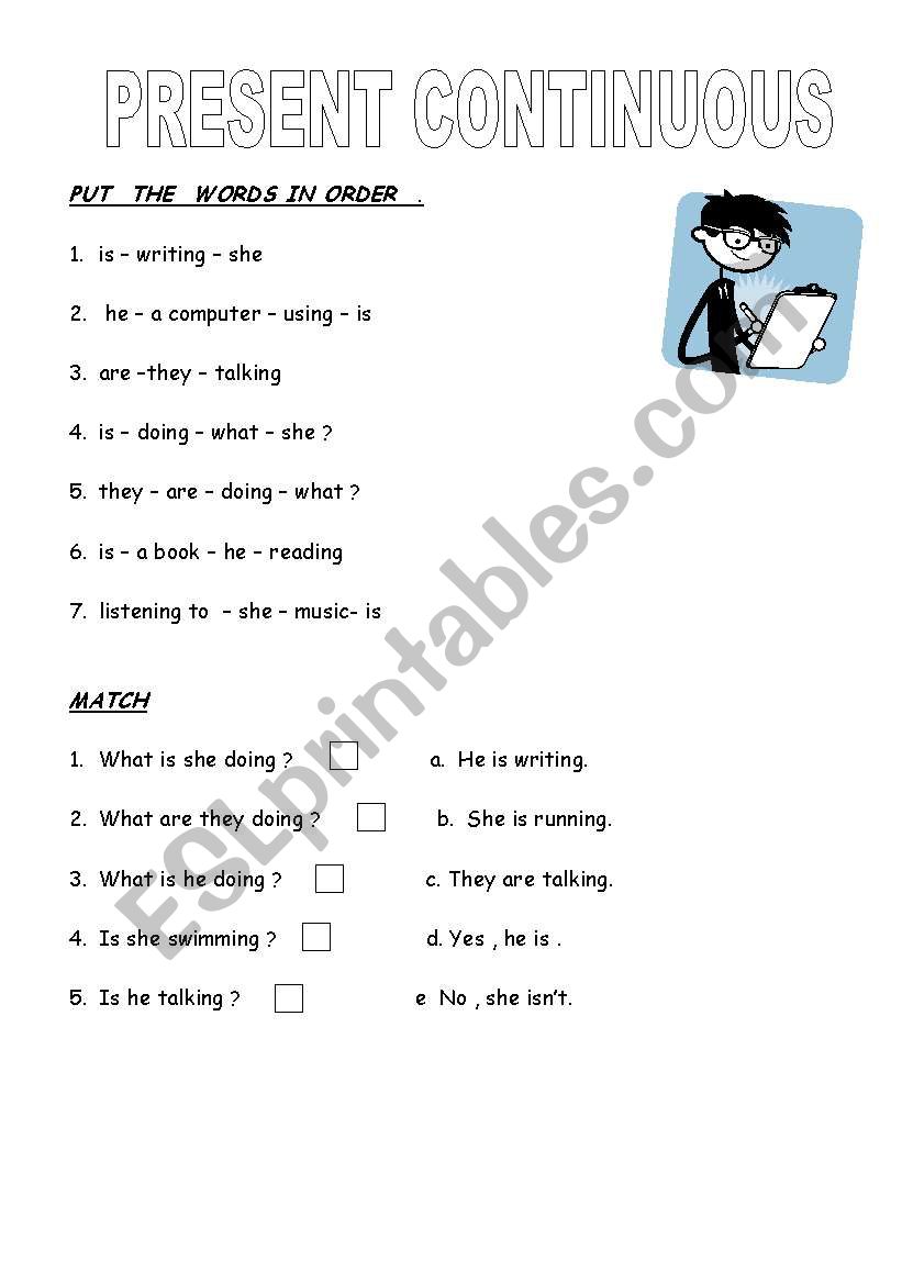 present continuous tense worksheet