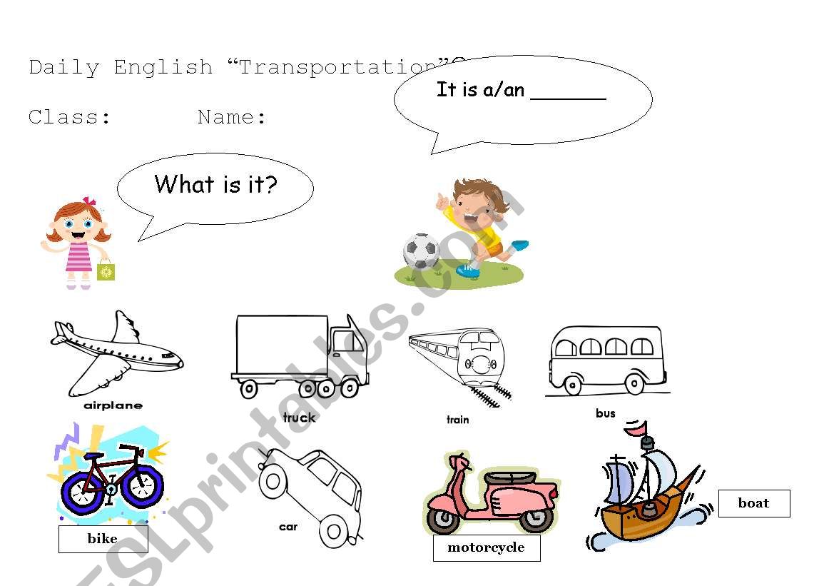 Transportation worksheet