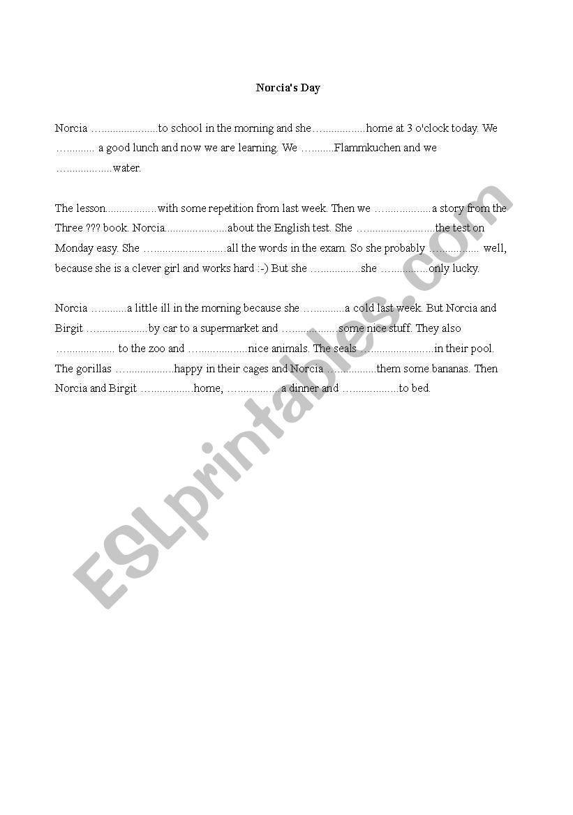 Verbs Test Simple Past worksheet
