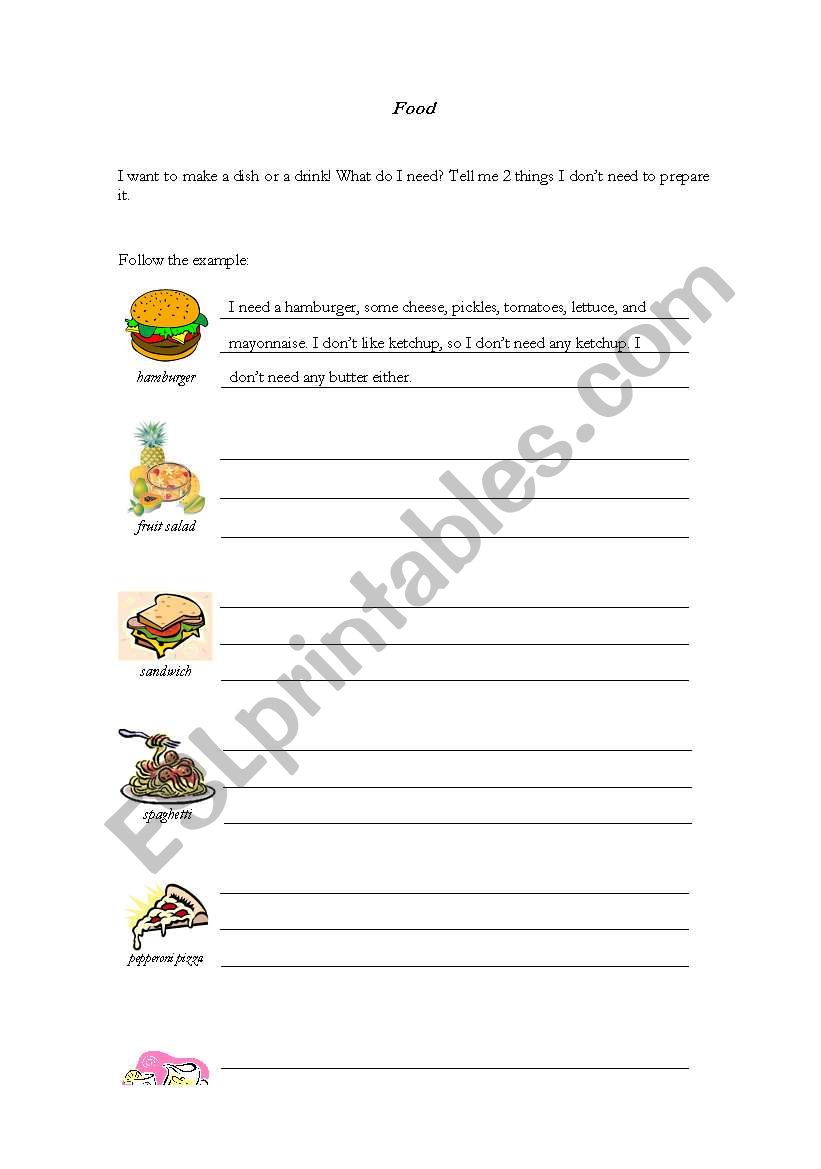 Food worksheet