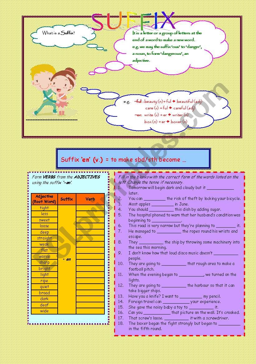 Suffix ´en´ - ESL worksheet by lokyiuyiu