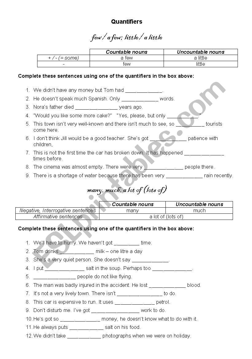 quantifiers worksheet