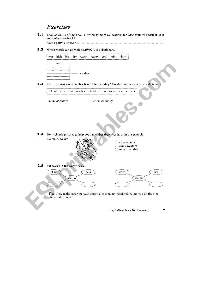 Vocabulary Exercises worksheet