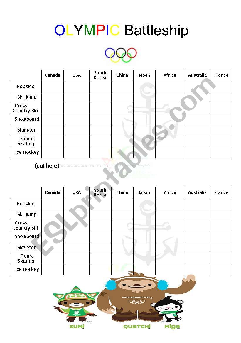 Winter Olympics worksheet