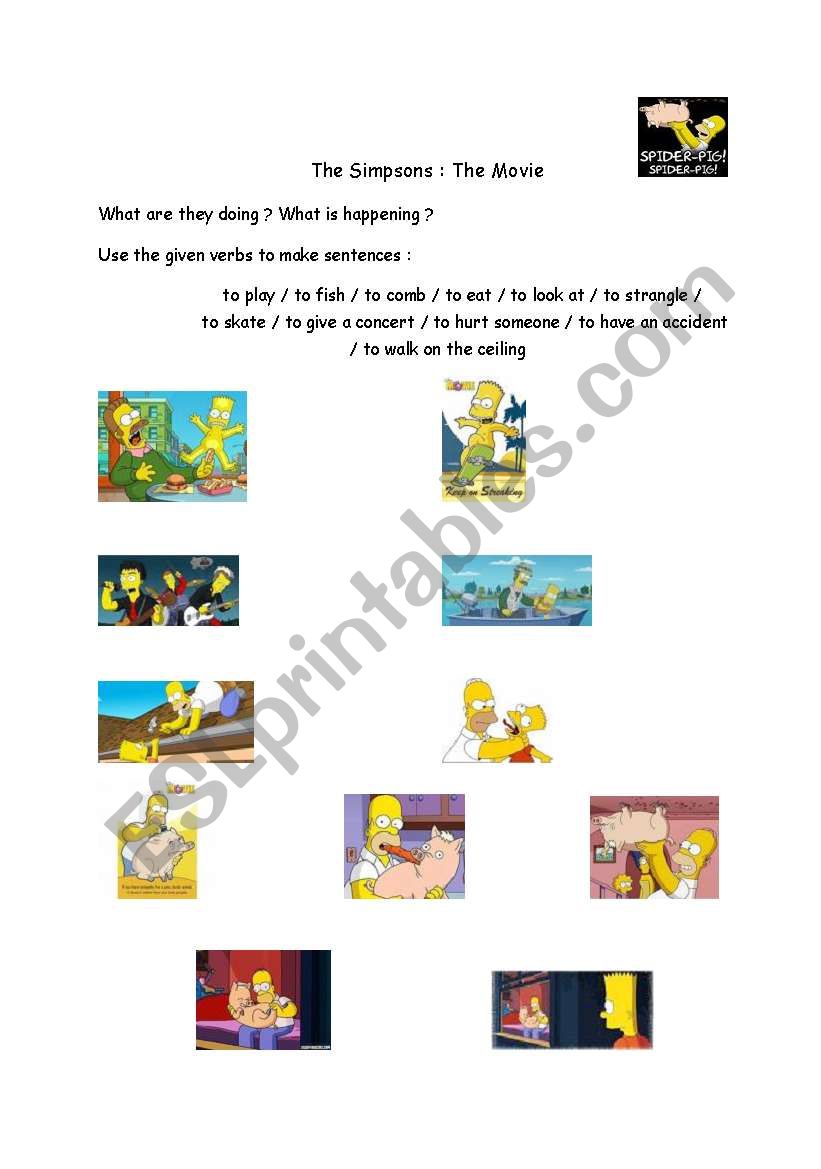 The Simpsons worksheet