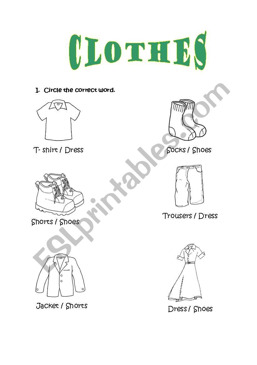 Clothes worksheet