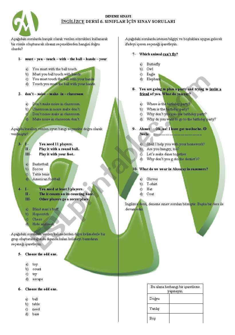 Woorksheet for random purpose worksheet