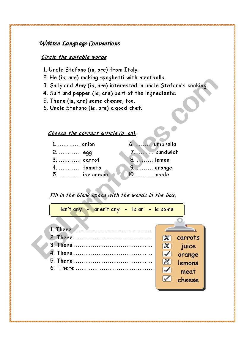 the articles a and an worksheet