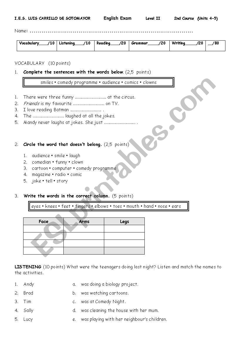 Second test second term 2ESO worksheet