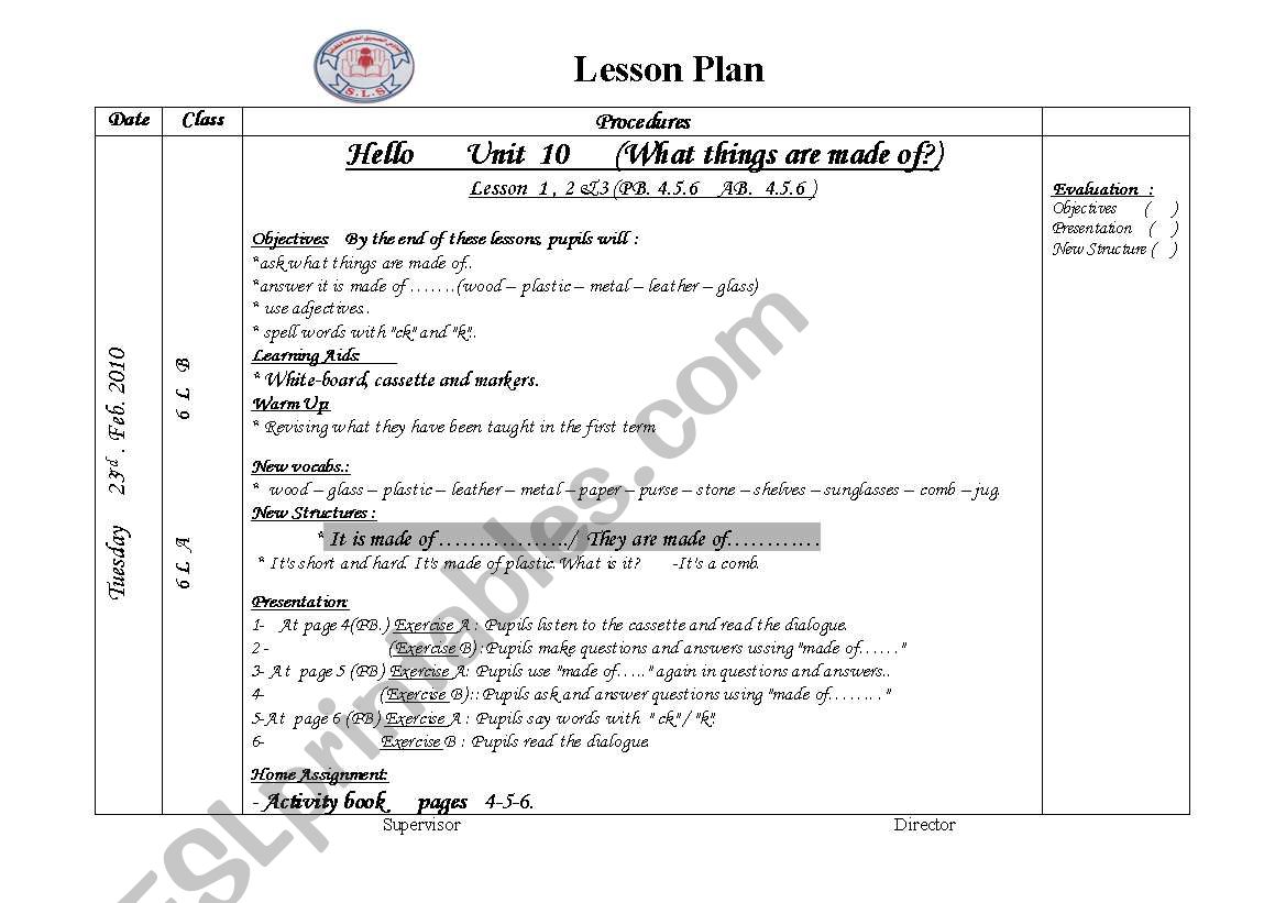 lesson plan worksheet