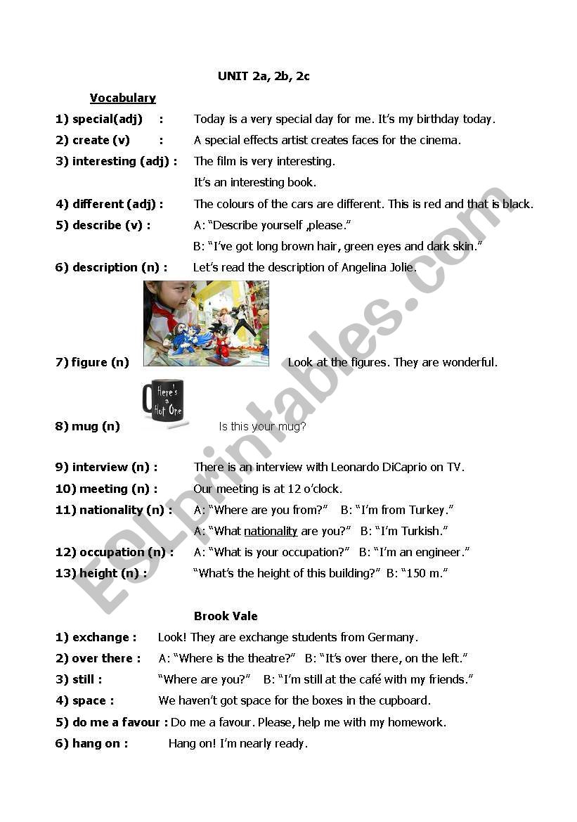 Vocabulary worksheet