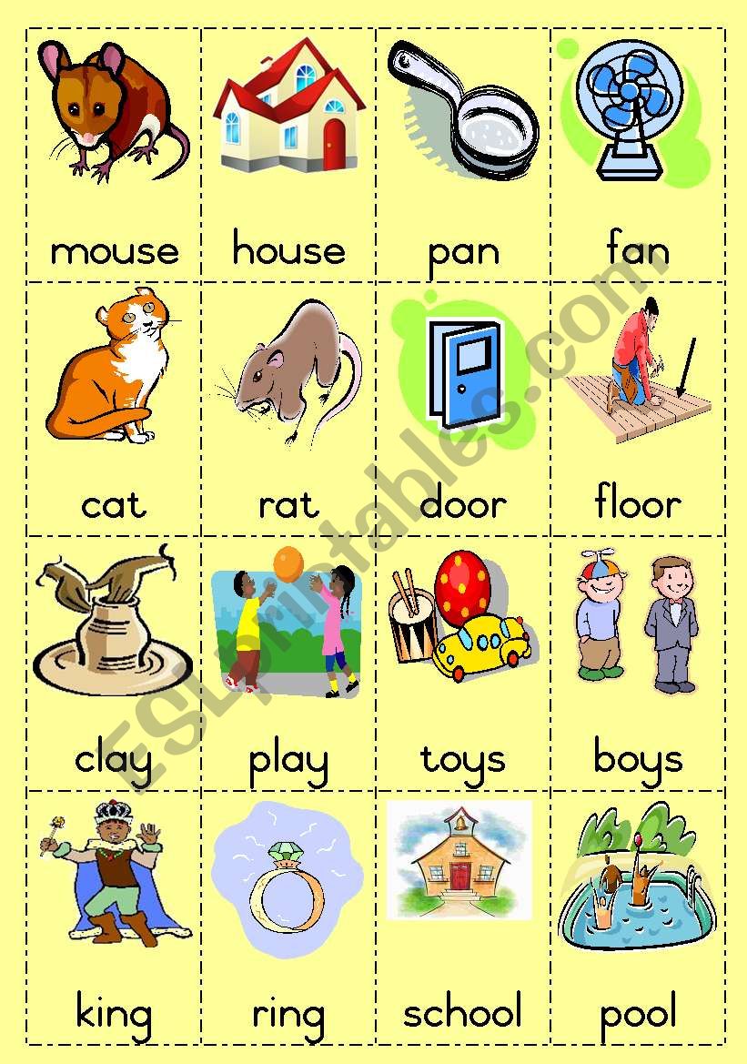 Rhyming Words Game Page 1 ESL Worksheet By Joeyb1